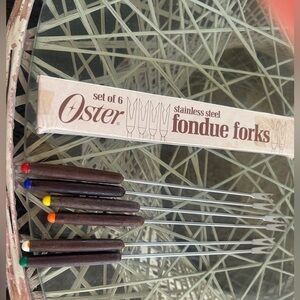 Vintage Oyster Set of 6 Fondue Forks Stainless Steel Made in Japan
